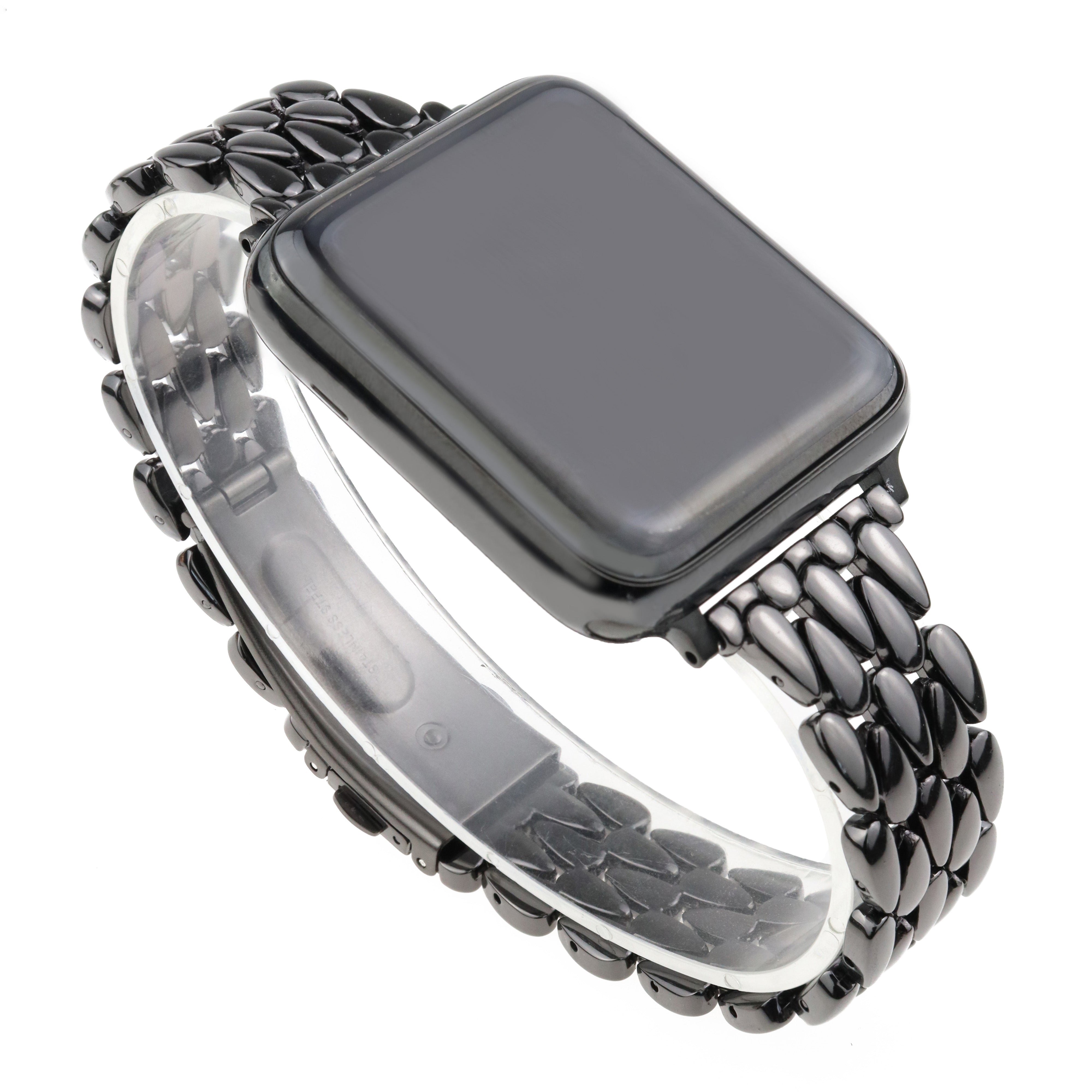 For Apple Watch Series 9 8 7 41mm / Series 6 5 4 SE (2022) SE (2023) SE 40mm / Series 3 2 1 38mm Zinc Alloy Wrist Strap - Black For Apple Watch Series 9 8 7 41mm / Series 6 5 4 SE (2022) SE (2023) SE 40mm / Series 3 2 1 38mm Zinc Alloy Wrist Strap - Black